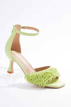 Fringe Bead Dressy Heel Sandals