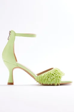 Fringe Bead Dressy Heel Sandals