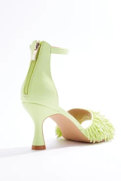Fringe Bead Dressy Heel Sandals