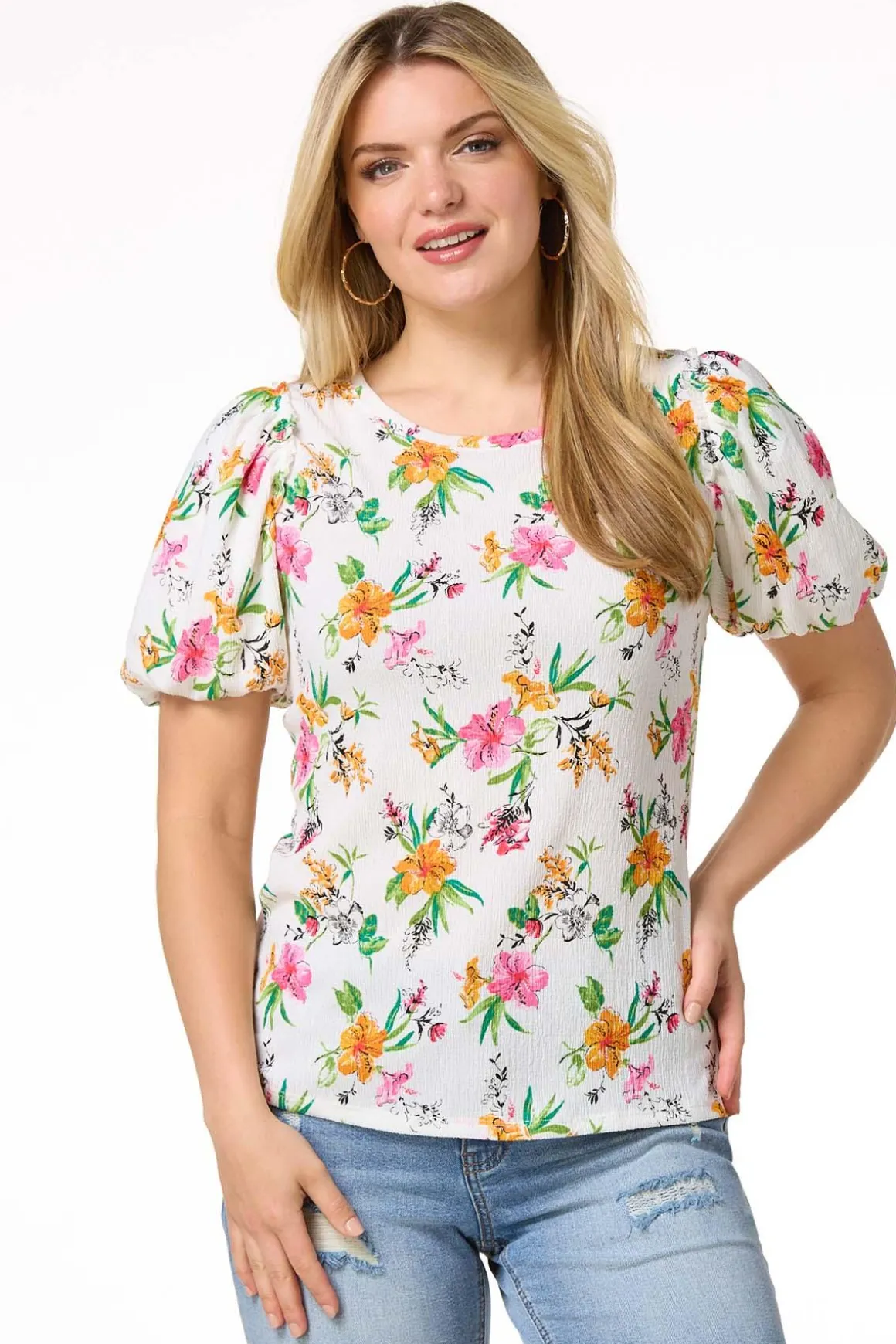 Garden Floral Puff Sleeve Top