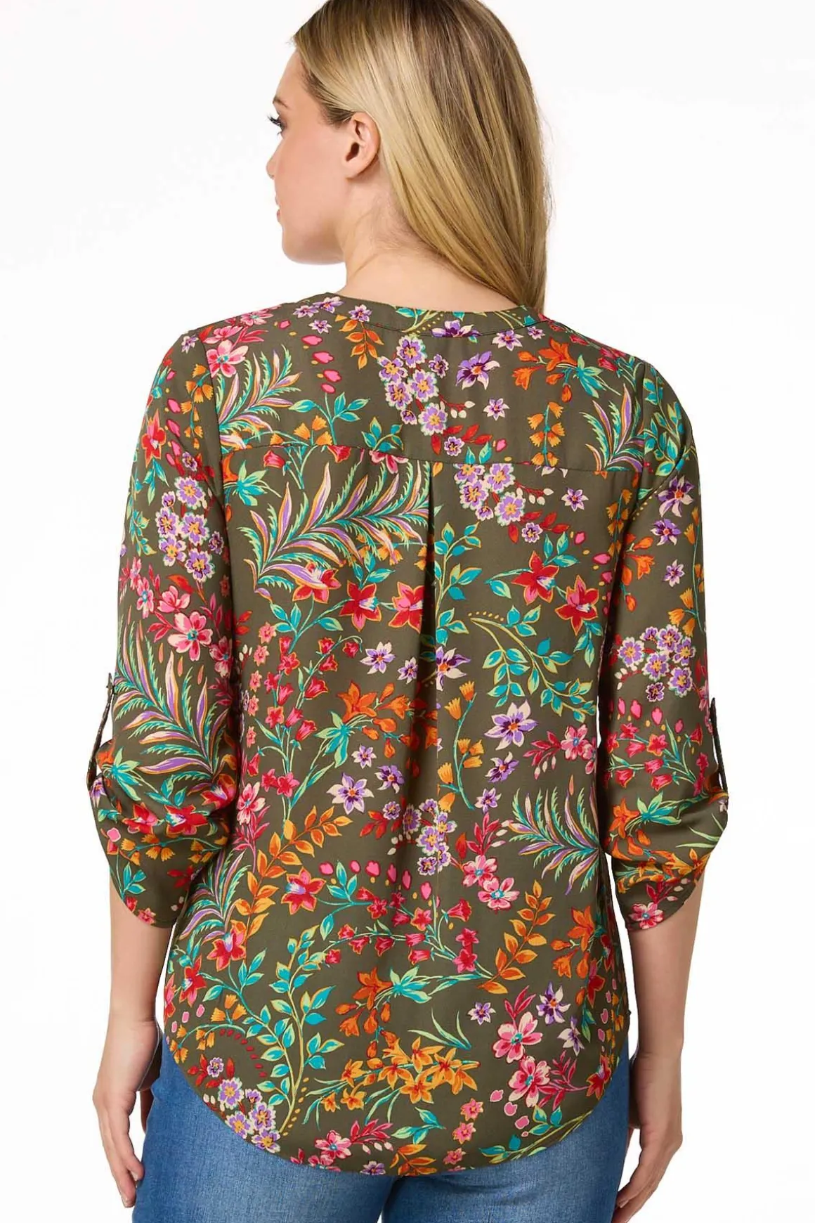 Garden Floral Zip Front Top