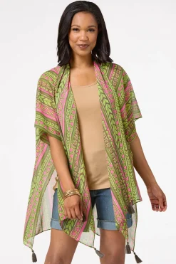 Geo Border Stripe Kimono