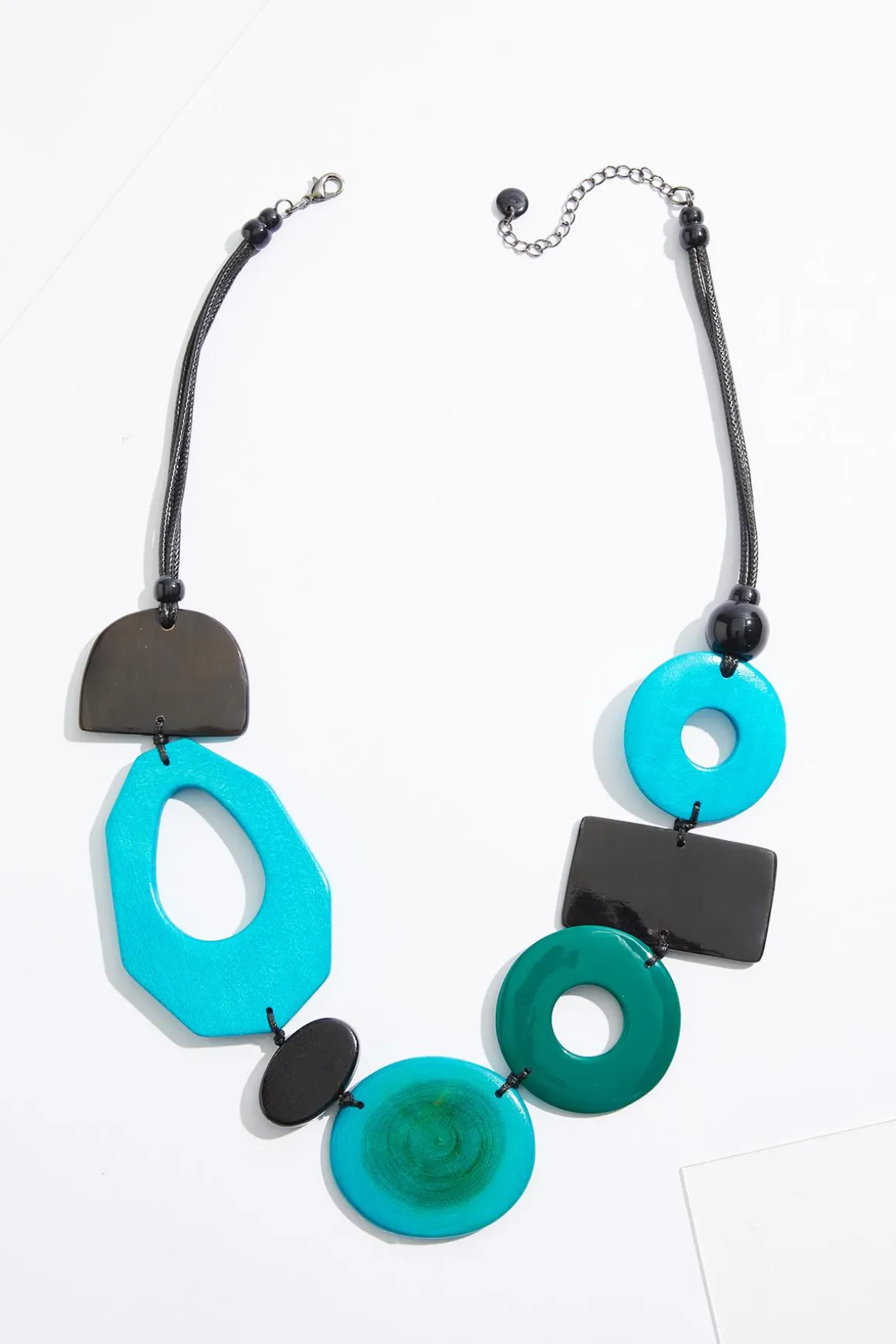 Geo Wood Colorblock Necklace