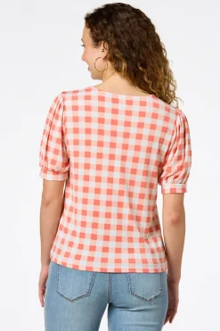 Gingham Puff Sleeve Top