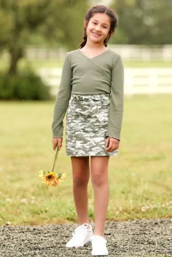 Girls Camo Mini Skirt