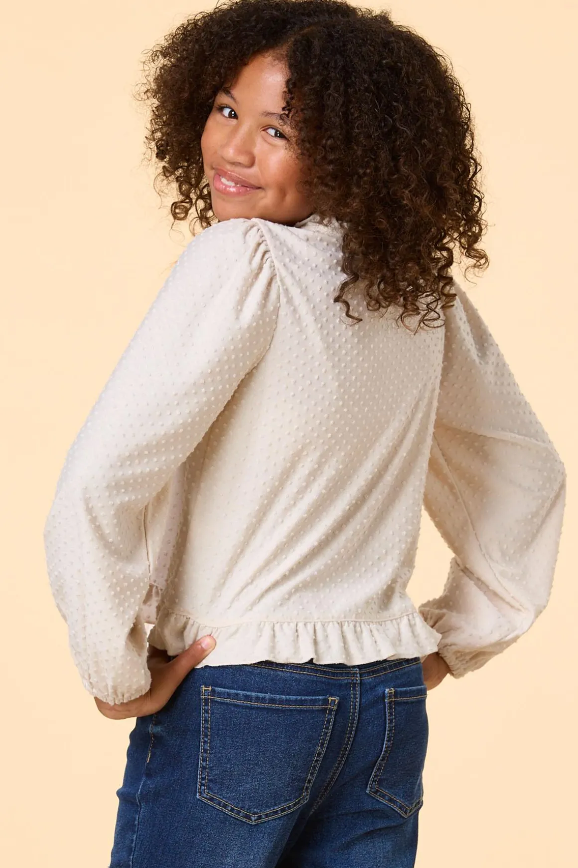 Girls Clip Dot Eyelet Top