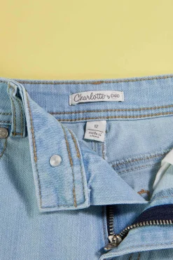 Girls Cropped Eyelet Hem Jeans