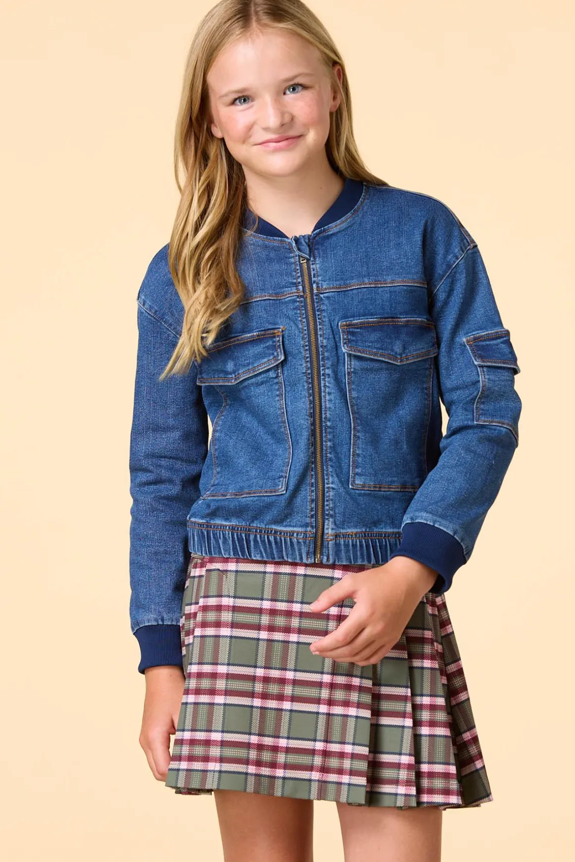 Girls Denim Bomber Jacket