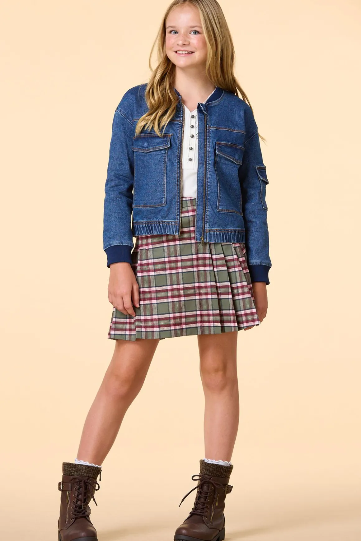 Girls Denim Bomber Jacket