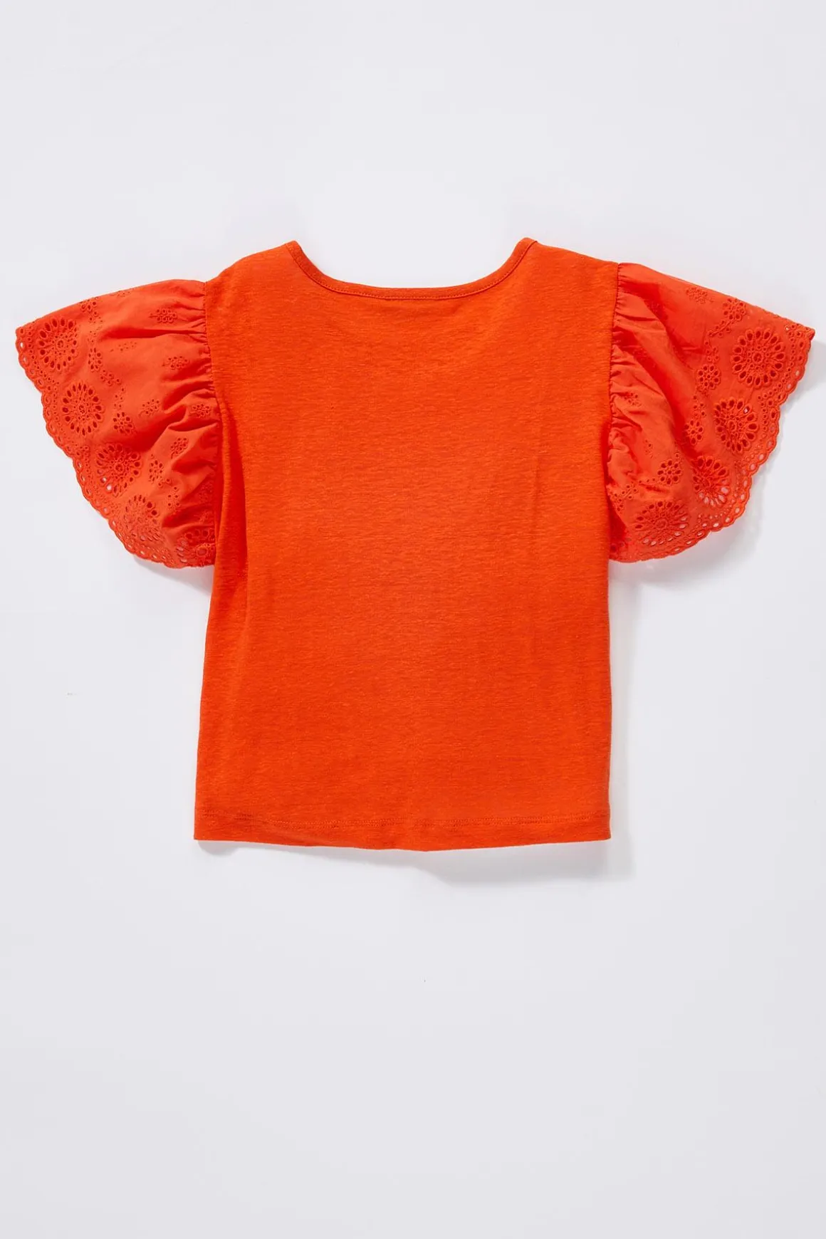 Girls Eyelet Flutter Sleeve Top