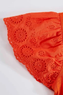 Girls Eyelet Flutter Sleeve Top
