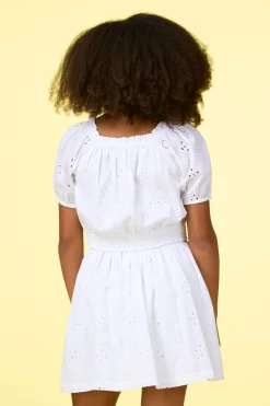 Girls Eyelet Puff Sleeve Top