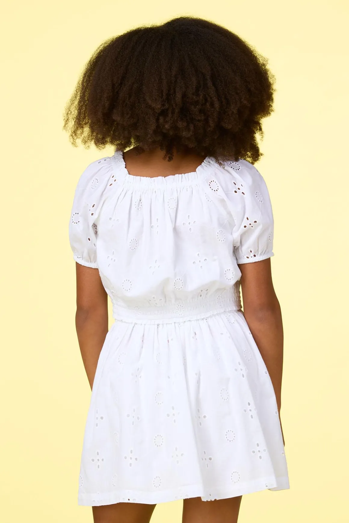 Girls Eyelet Puff Sleeve Top