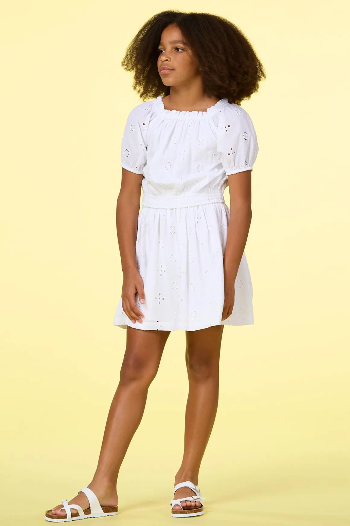 Girls Eyelet Puff Sleeve Top