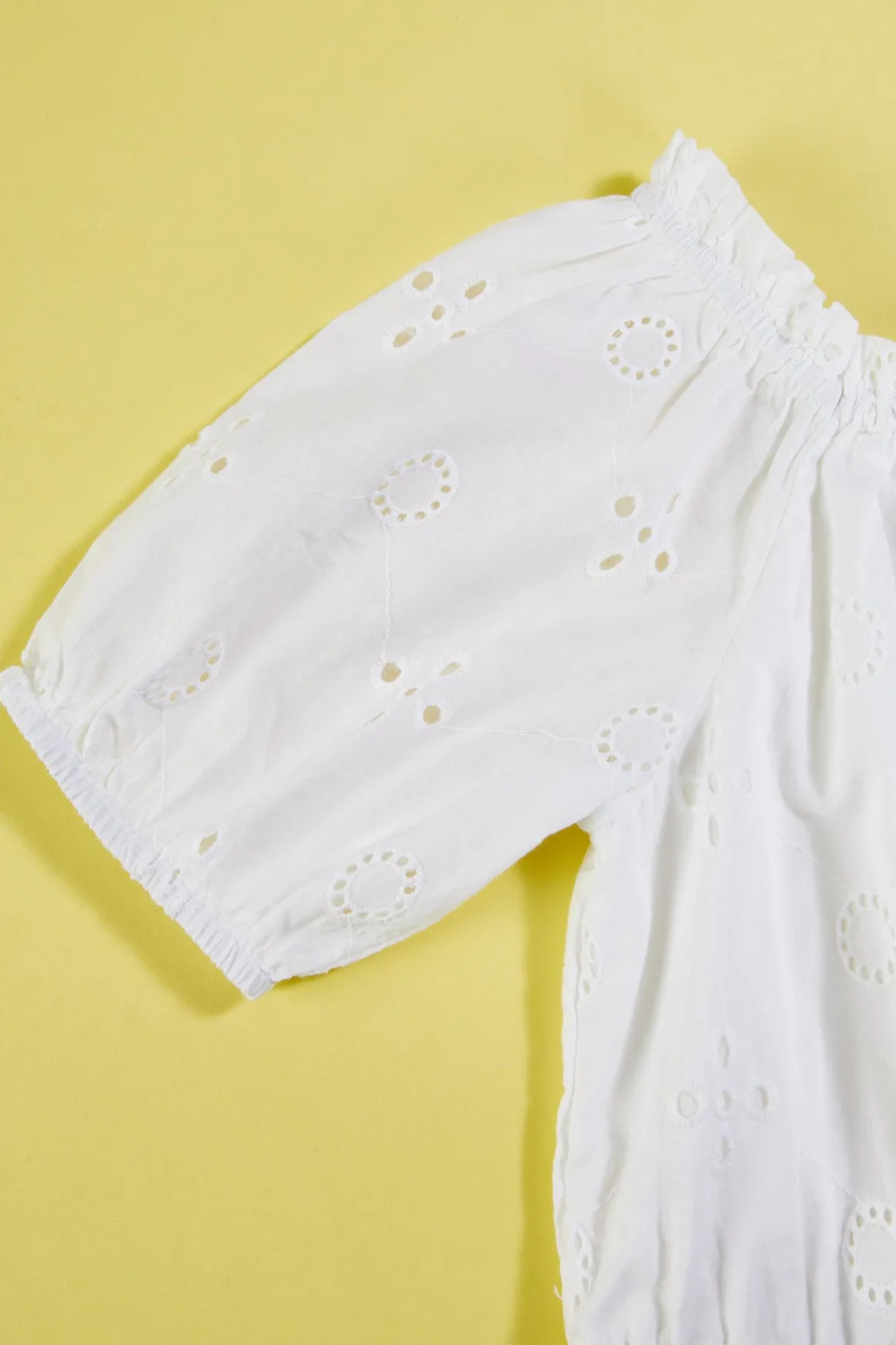 Girls Eyelet Puff Sleeve Top