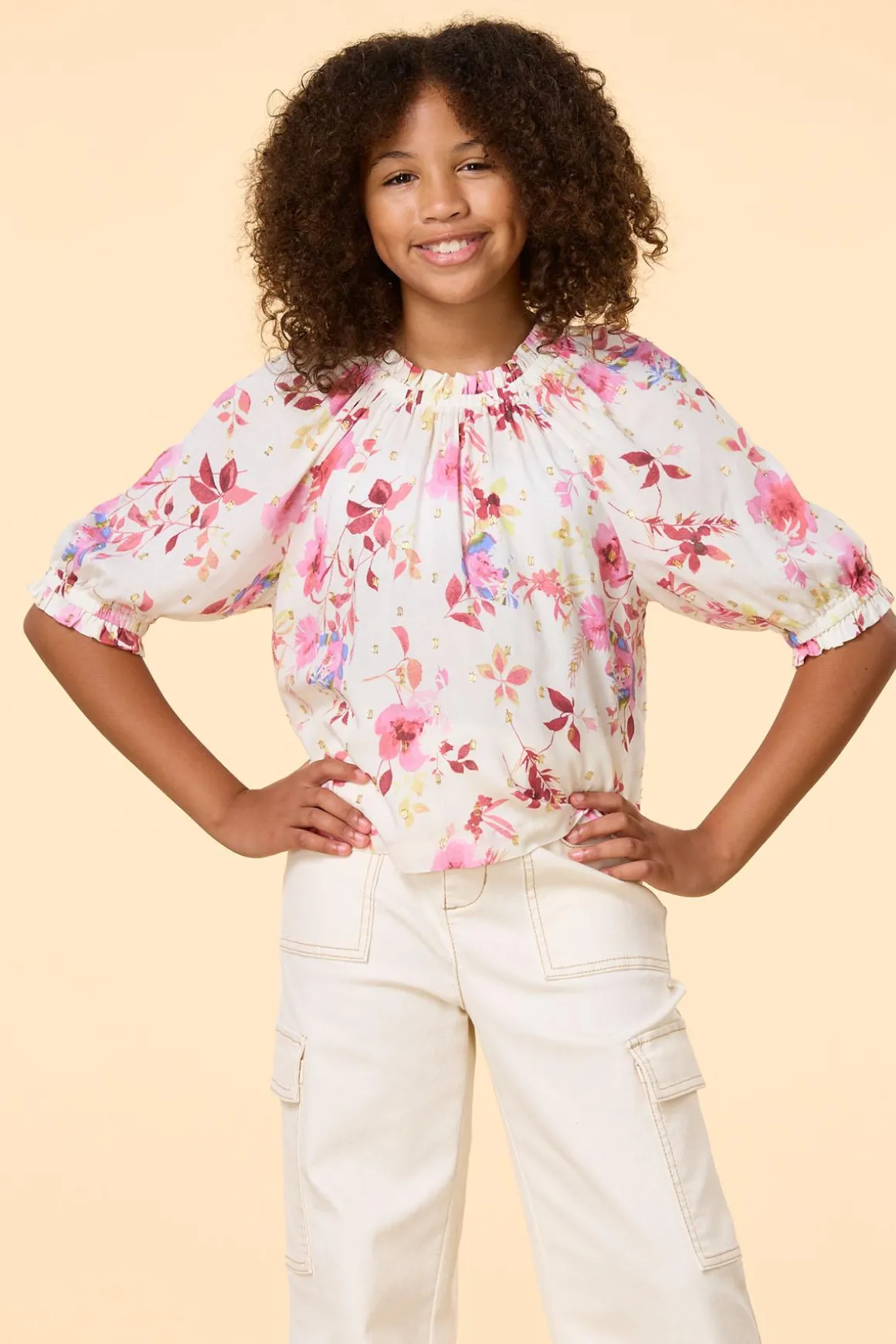 Girls Floral Poet Top