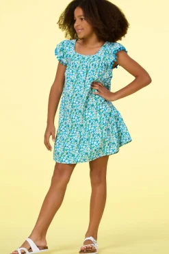 Girls Floral Pom Pom Dress