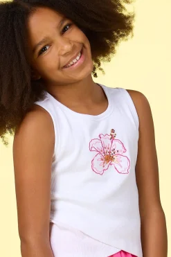 Girls Floral Sequin Tank
