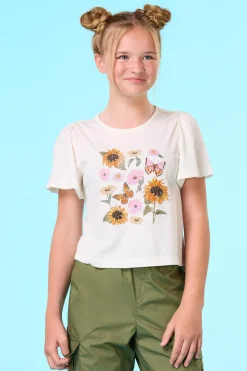 Girls Floral Sunflower Tee