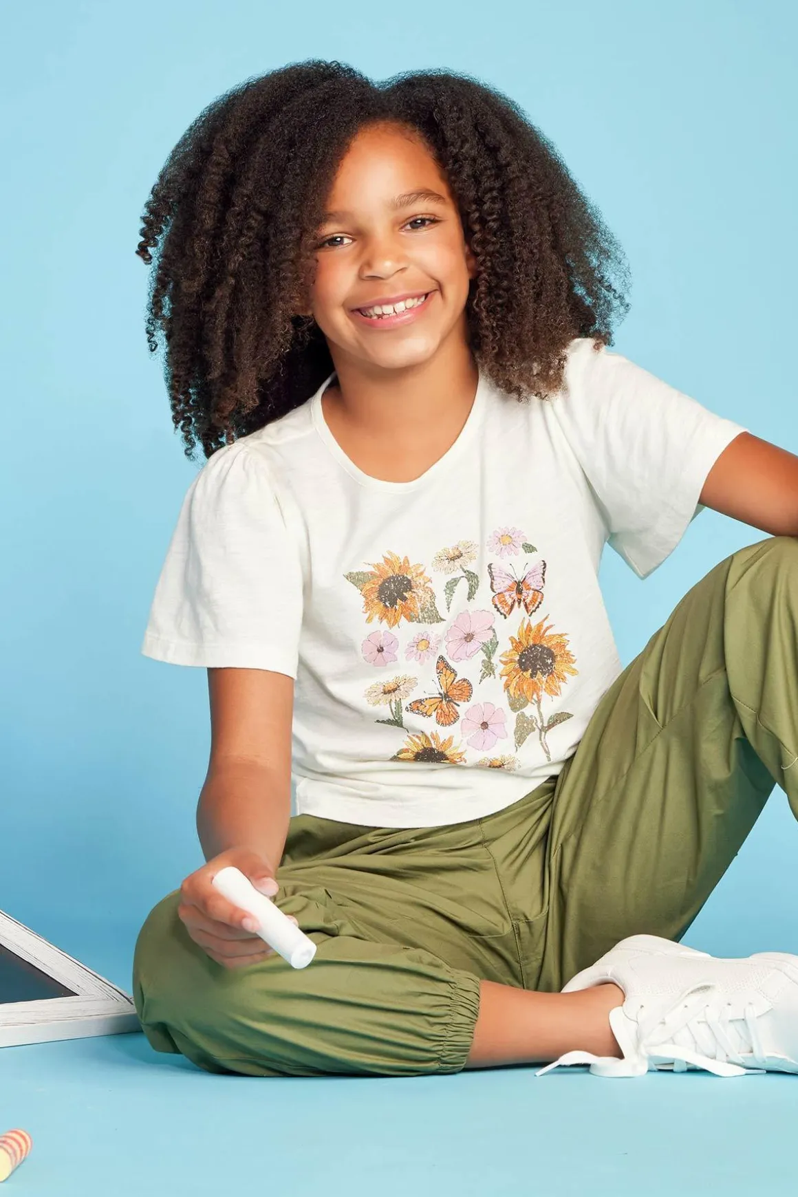Girls Floral Sunflower Tee