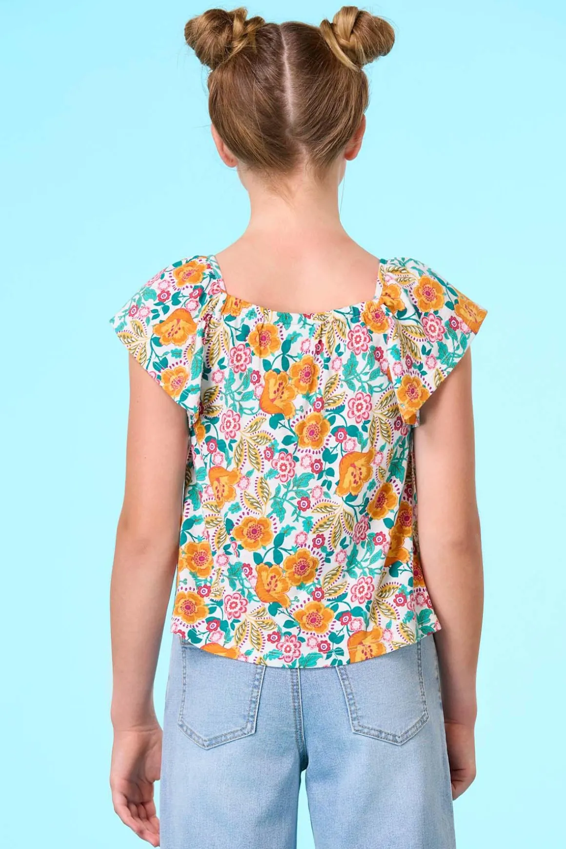 Girls Flutter Sleeve Babydoll Top