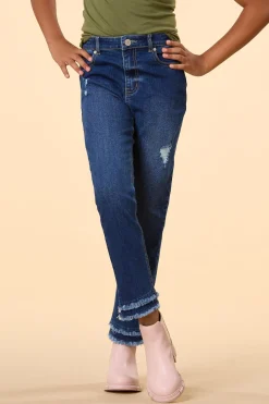 Girls Frayed Straight Leg Jeans