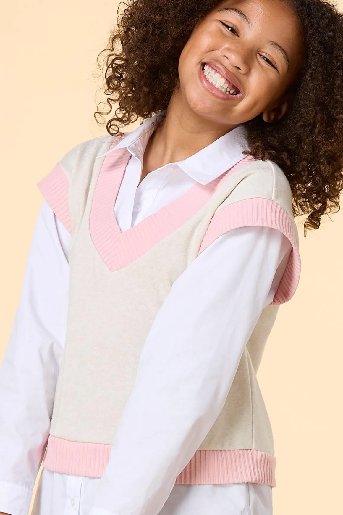 Girls Layered Poplin Sweater