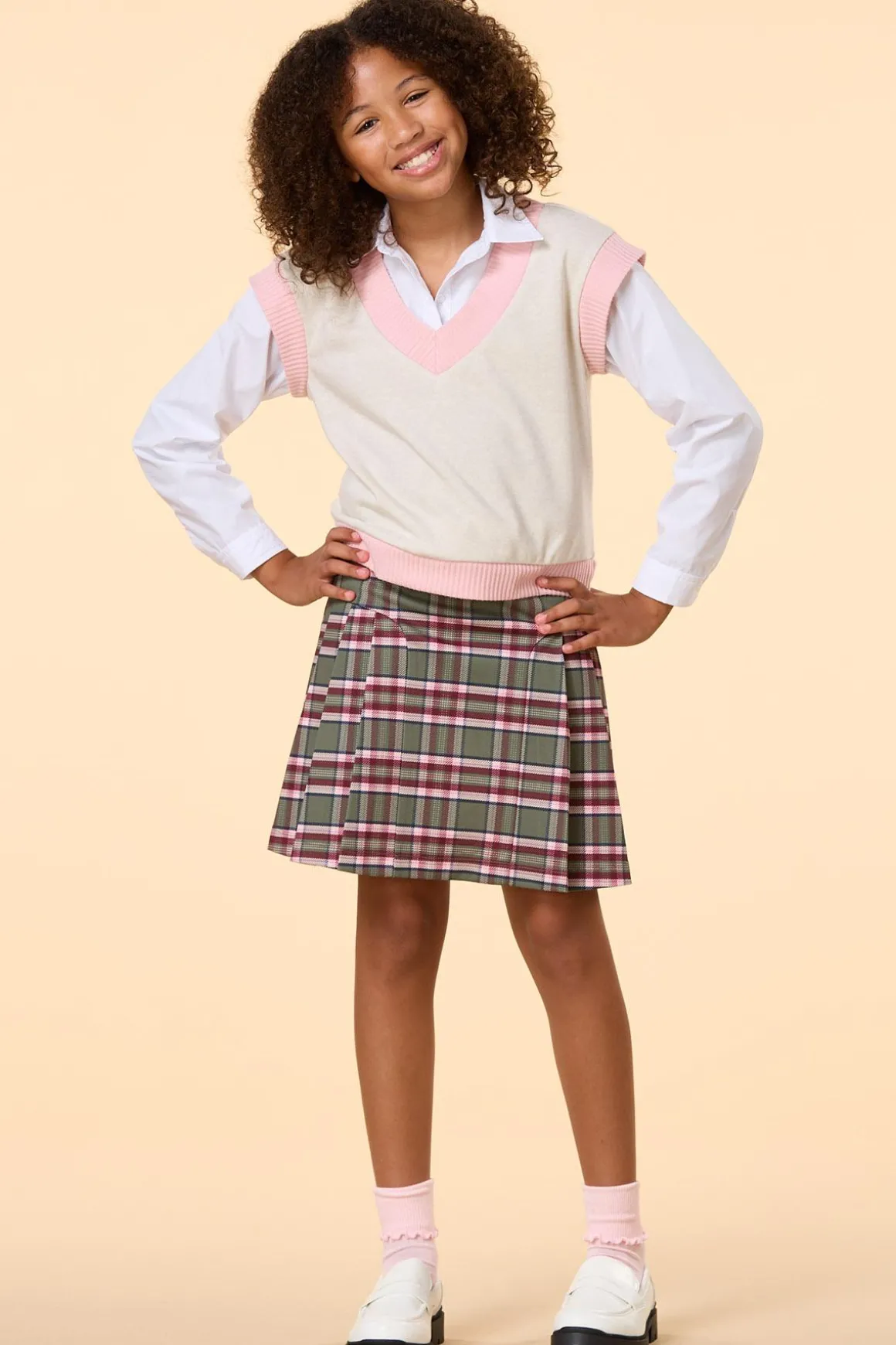 Girls Layered Poplin Sweater