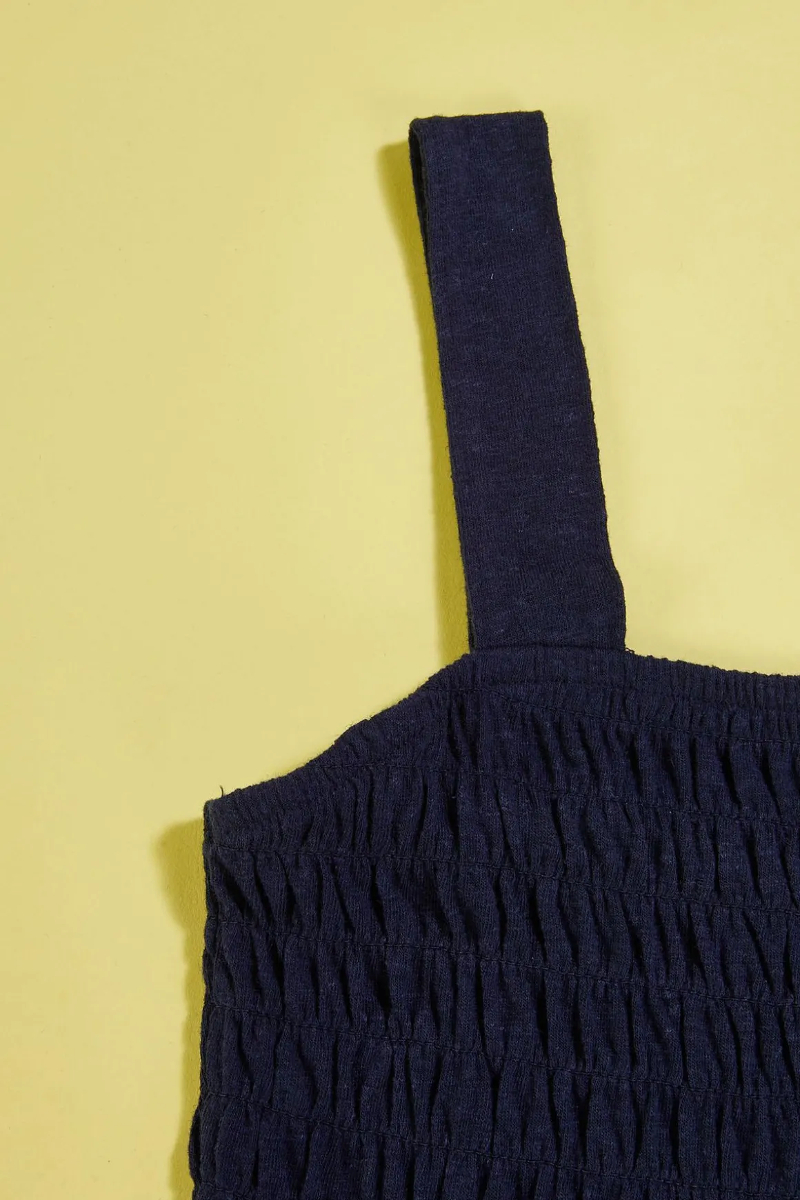 Girls Navy Smocked Jumpsuit