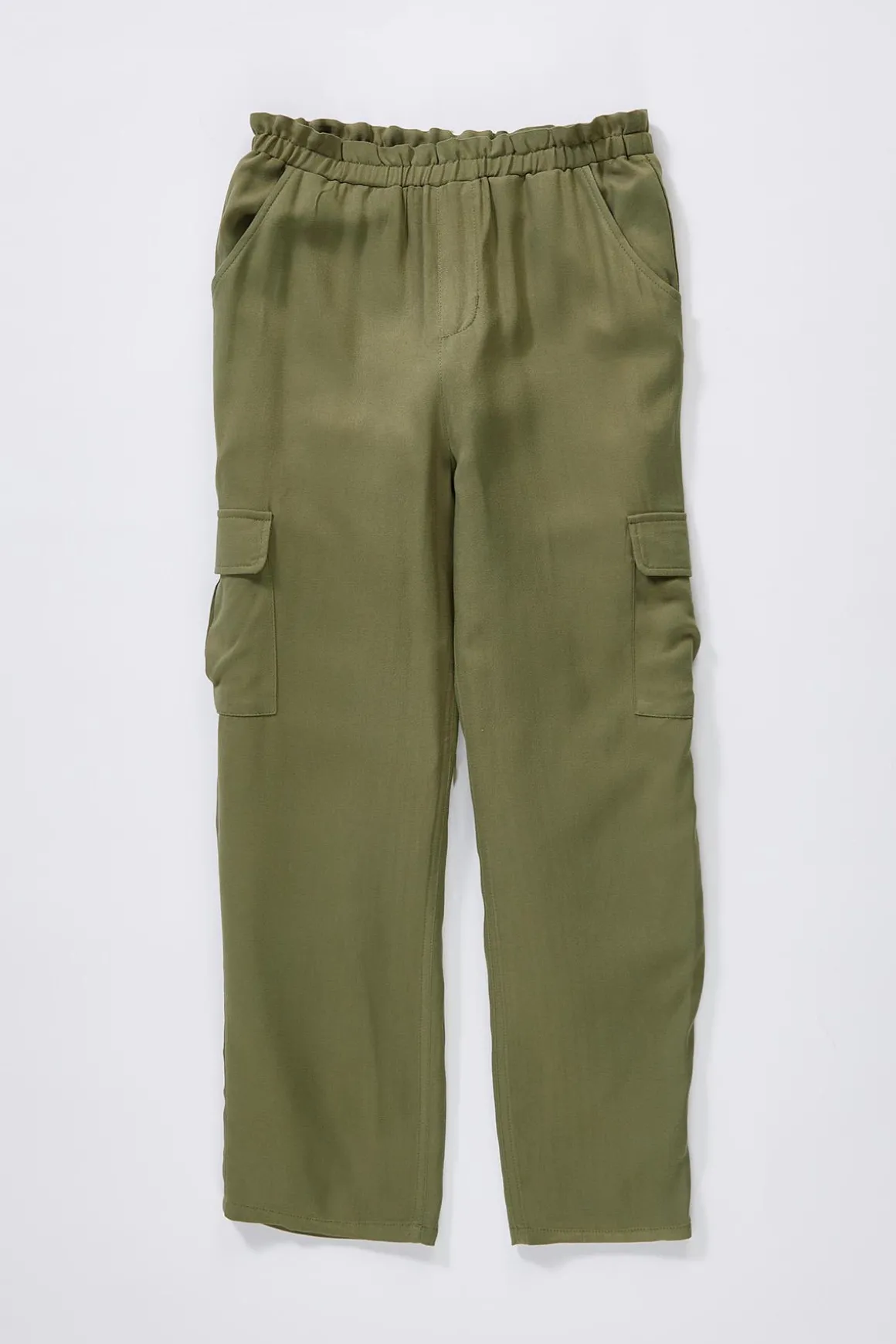 Girls Olive Paperbag Pants