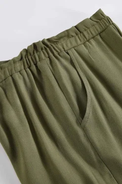 Girls Olive Paperbag Pants
