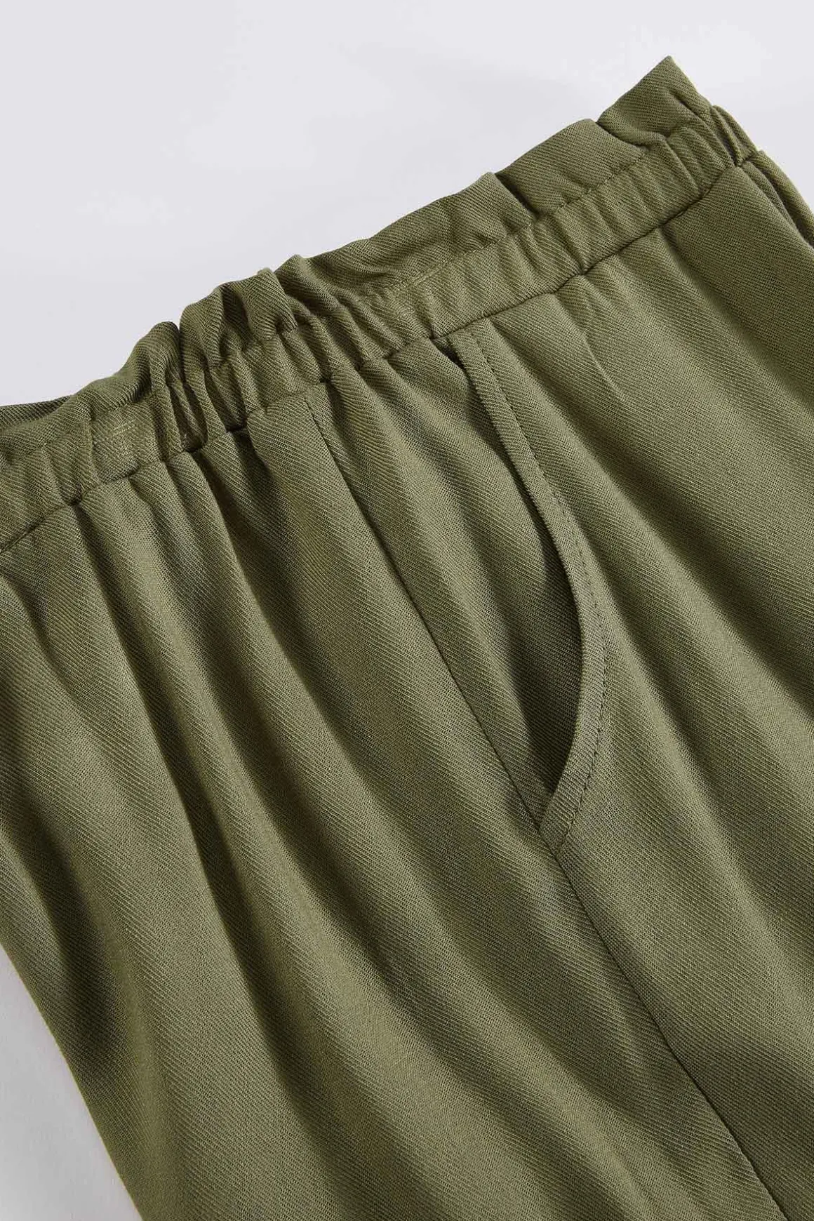 Girls Olive Paperbag Pants