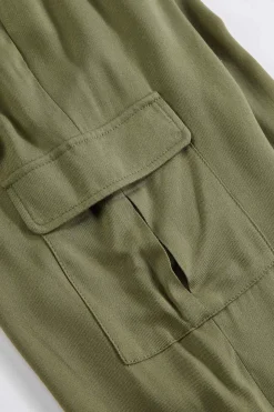 Girls Olive Paperbag Pants