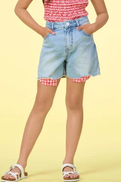 Girls Peek A Boo Print Denim Shorts