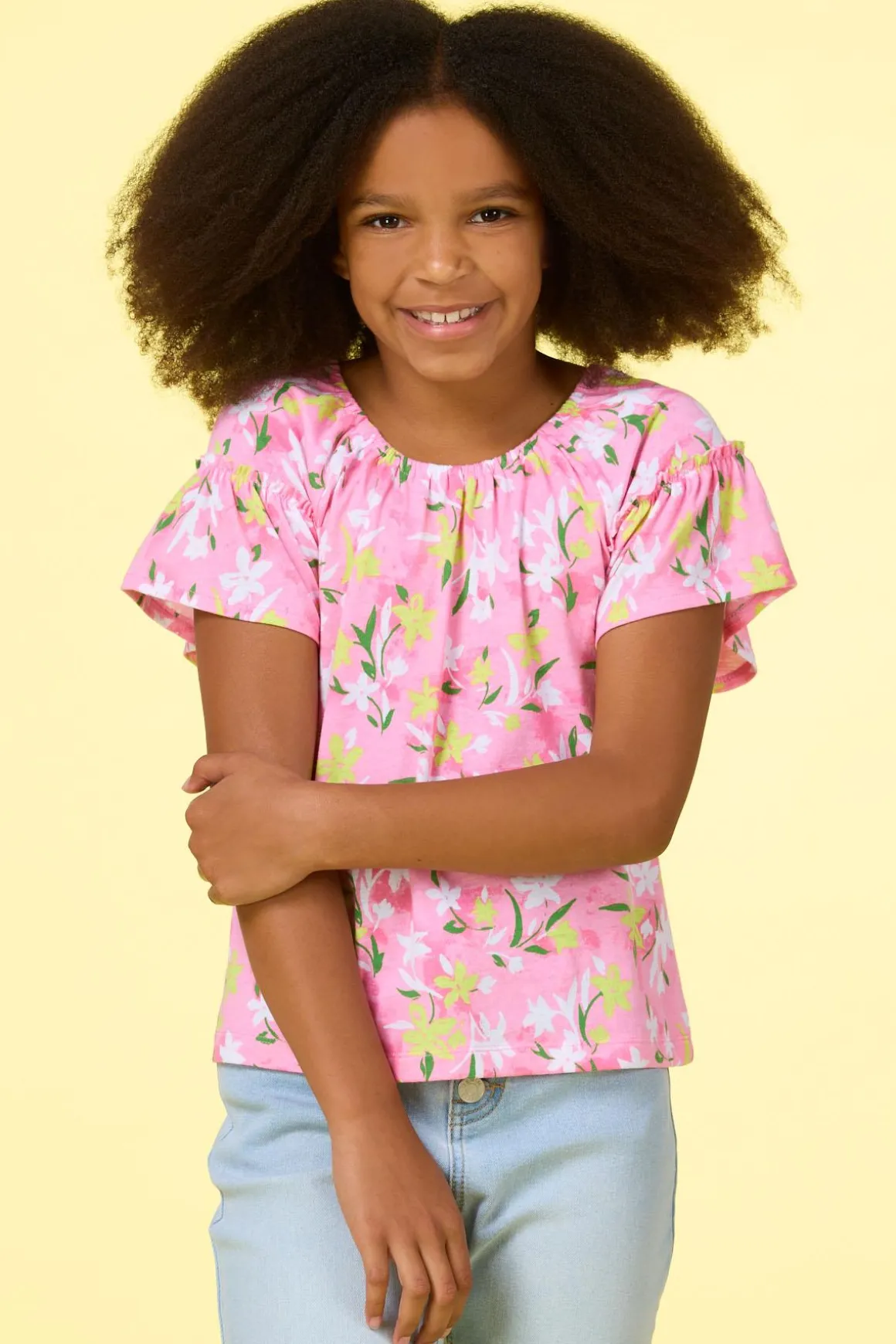 Girls Pink Floral Top