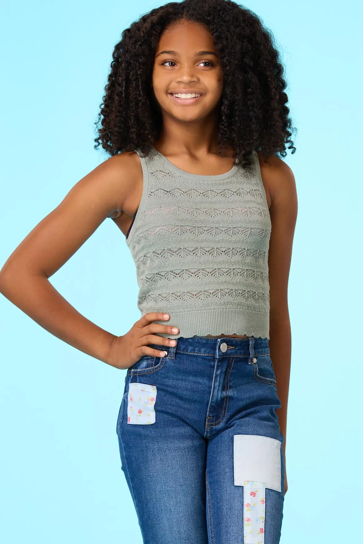 Girls Pointelle Sweater Tank