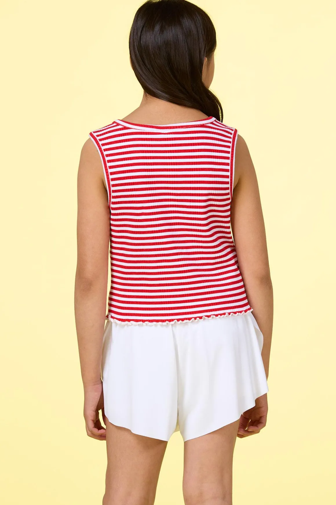 Girls Red And White Stripe Tank