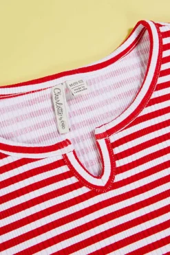 Girls Red And White Stripe Tank