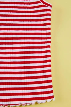 Girls Red And White Stripe Tank