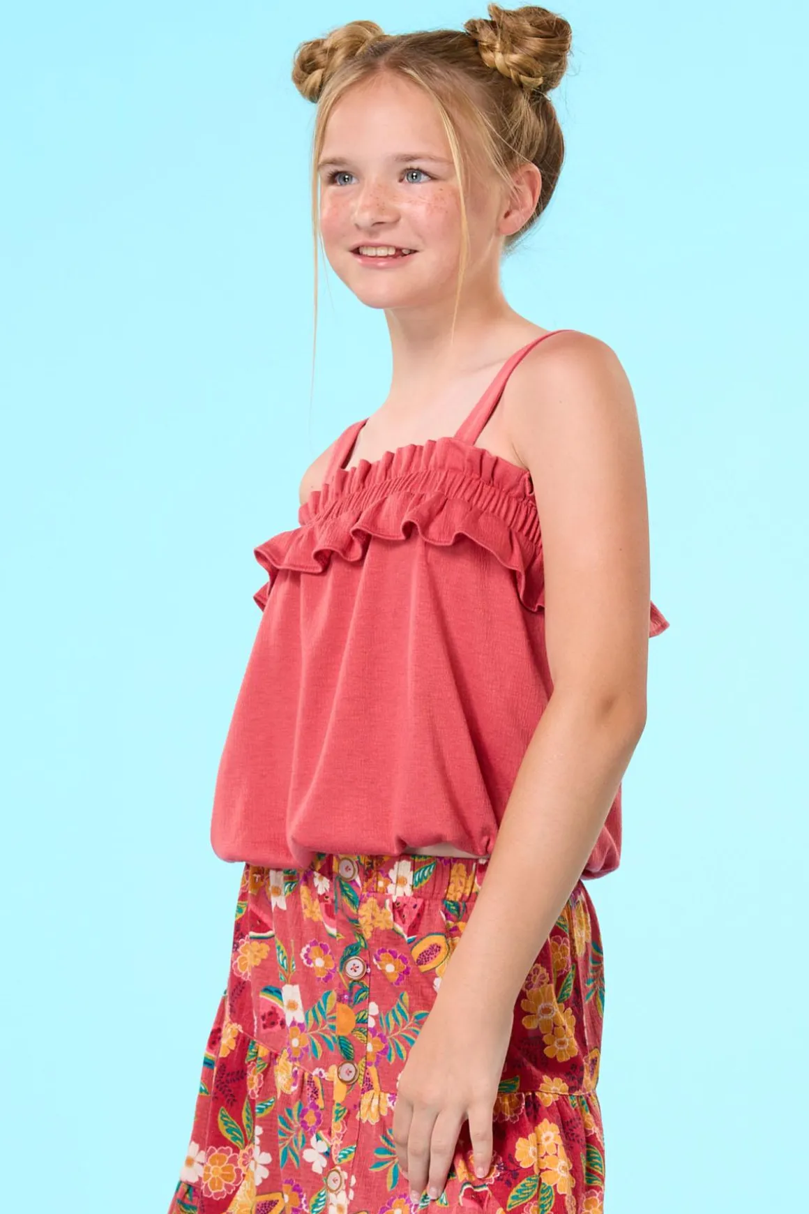 Girls Ruffled Bubble Tank