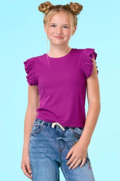 Girls Ruffled Sleeve Top