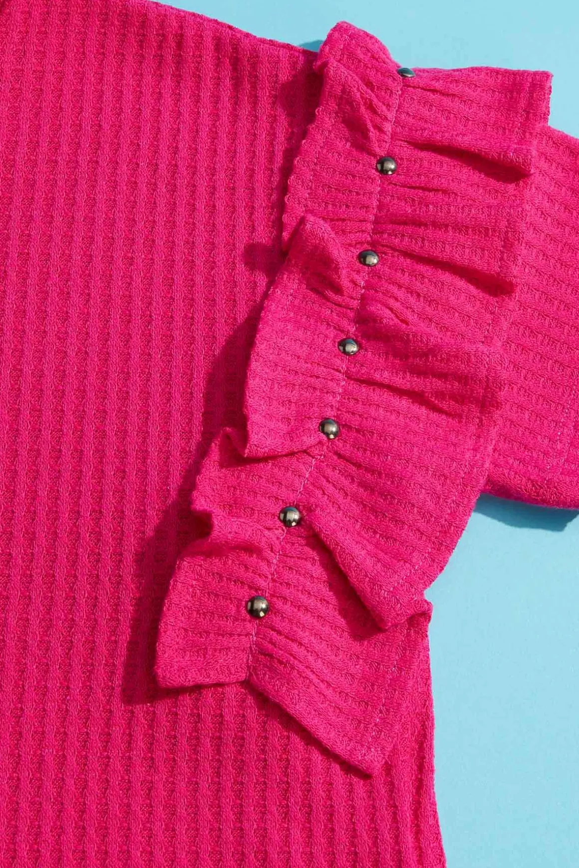 Girls Ruffled Waffle Top