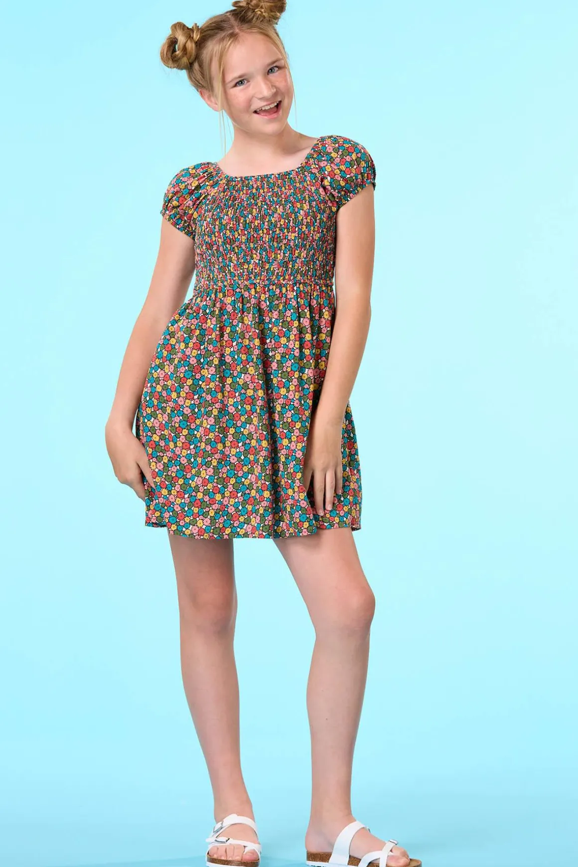 Girls Smocked Floral Dress