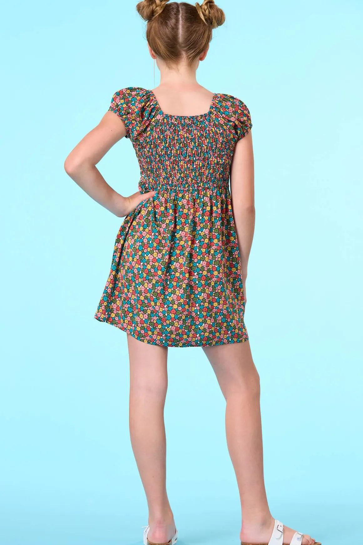 Girls Smocked Floral Dress