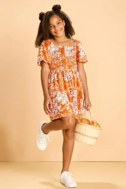 Girls Smocked Patchwork Floral Dress