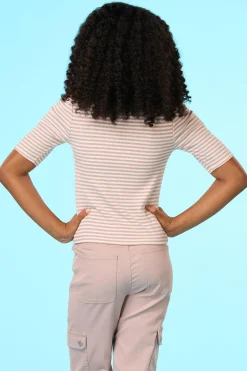 Girls Striped Puff Sleeve Top
