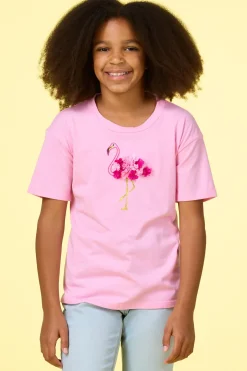 Girls Textured Flamingo Tee
