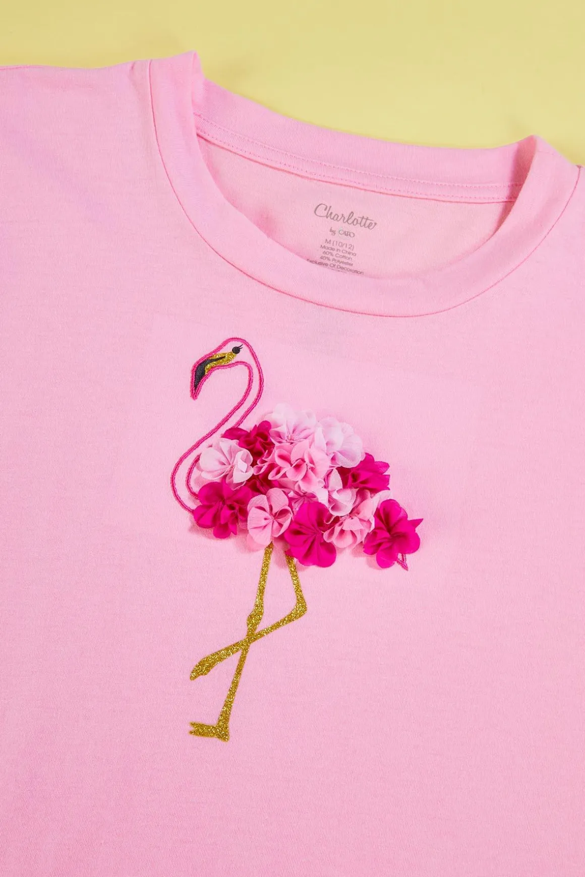Girls Textured Flamingo Tee