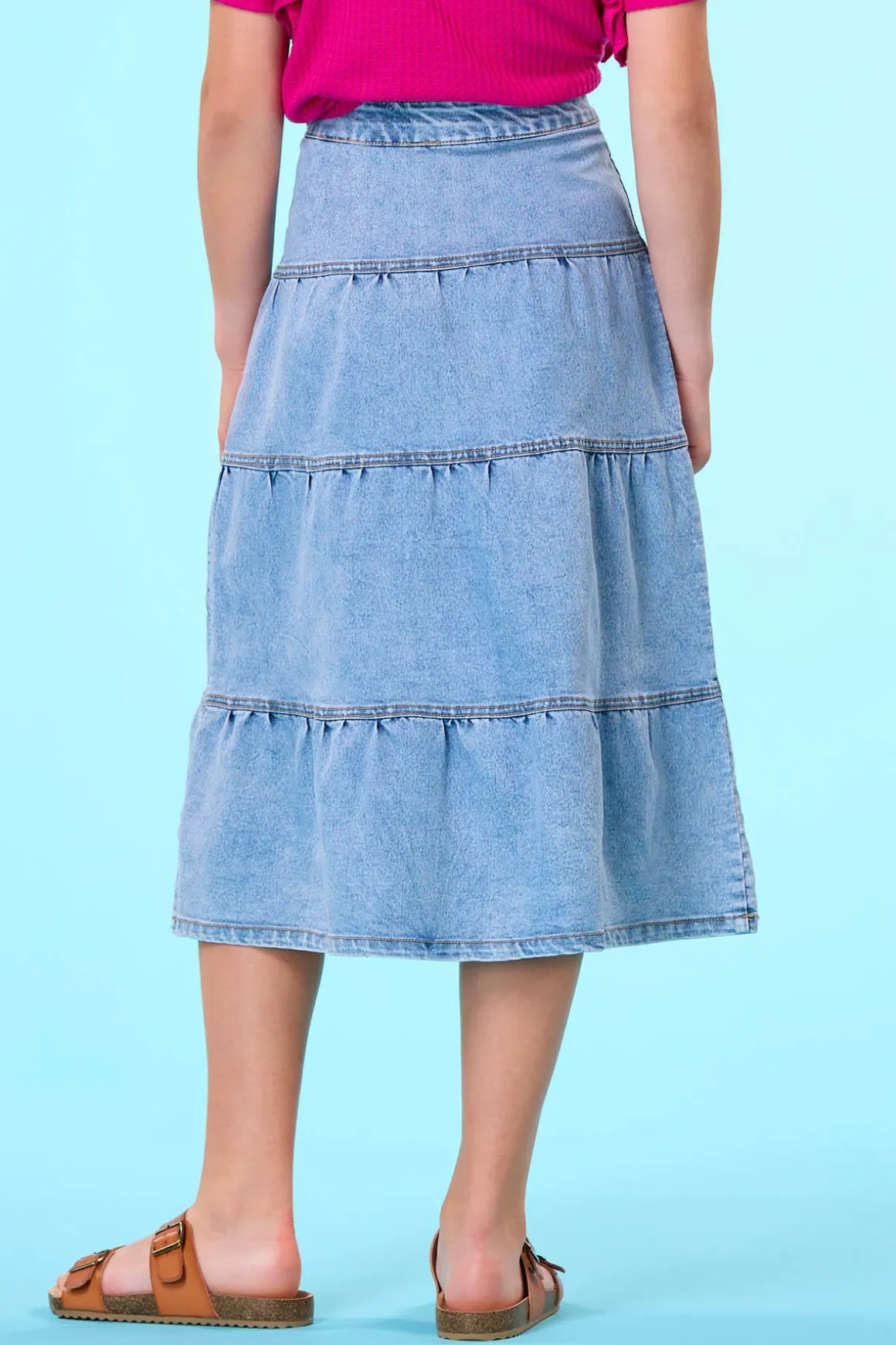 Girls Tiered Denim Skirt