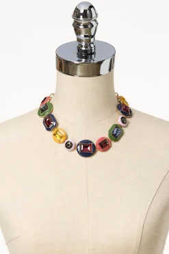 Glass Enamel Oval Chain Necklace